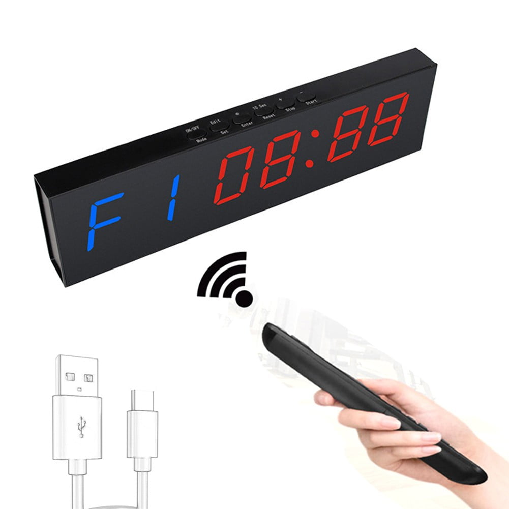 Gym Clock Timer for Home with Remote 1.8\" LED Gym Workout Stopwatch