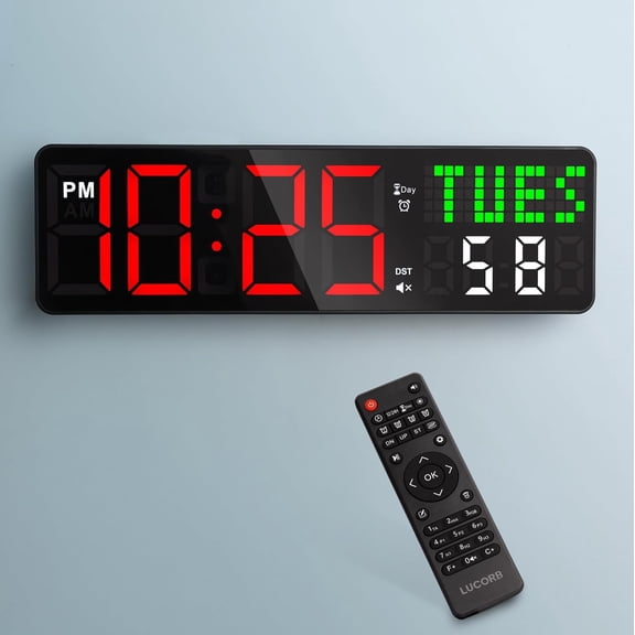 Gym Clock Timer, Workout with Seconds | 5 Display Modes, 4 Alarms Remote Control Countdown Timer Wall for Home Garage Living Room Classroom Office