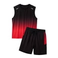 thumbnail image 1 of Gym Clothes for Men Workout Tank Shirts Sets Athletic 2-Piece Outfit Gradient Tank Shorts for Running Football Athletic Exercise Red XXXXXL, 1 of 4