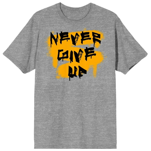 Gym Culture Never Give Up Heather Gray Graphic Tee-Medium