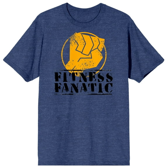 Gym Culture Yellow Fist Fitness Fanatic Navy Heather Graphic Tee-XL