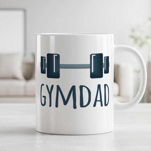 Gym Dad Ceramic Cup with Barbell Design Fitness Enthusiasts