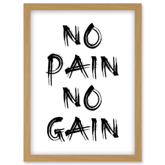 Gym Decor Inspiration No Pain No Gain Inspirational Exercise Wall Art Artwork Framed Wall Art Print A4