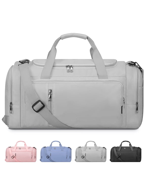 Gym Duffle Bag Backpack Waterproof Sports Duffel Bags Travel Weekender Bag for Men Women Overnight Bag with Shoes Compartment Gray