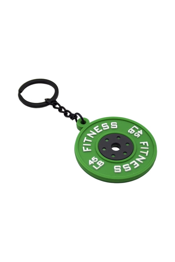 Gym Enthusiast Keychain Rubber Barbell Charm With Metal Chain 45lb Fitness Marking Simulation Dumbbell Plate Keyring