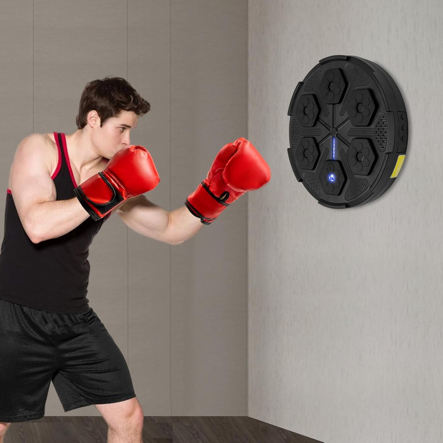 Gym Equipment for Home, Workout Target Boxing Mat Musical Boxing Targe Wall Mount Music Boxer Smart Bluetooth Connection Boxing Gloves for Bedrooms, Study Rooms, Living Rooms