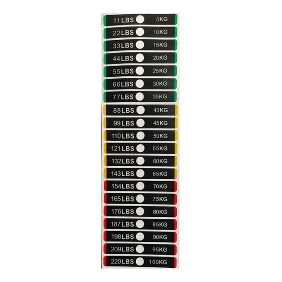 Gym Equipment Weight Label Sticker Water Resistant Removable Weight Label for Equipment Weight Identification Management
