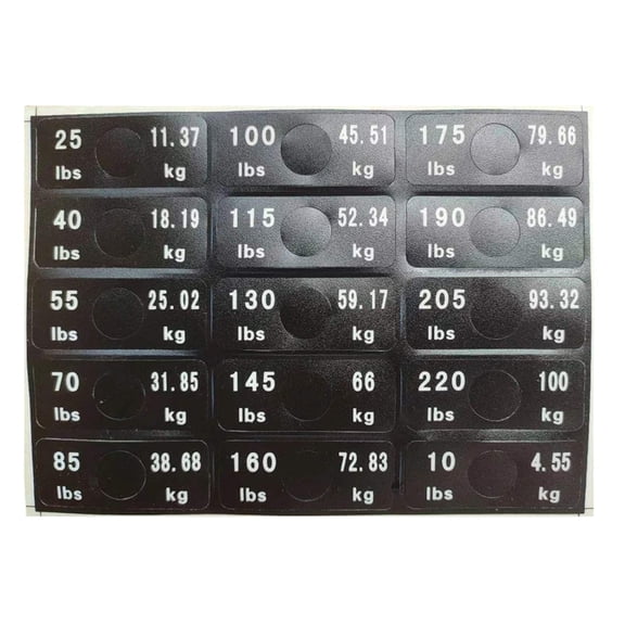 Gym Equipment Weight Label Sticker Water Resistant Removable Weight Label for Equipment Weight Identification Management