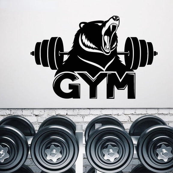 Gym Fitness Decal Bodybuilding Dumbbell Posters Vinyl Wall Sticker Parede Sports Decor 87x57cm
