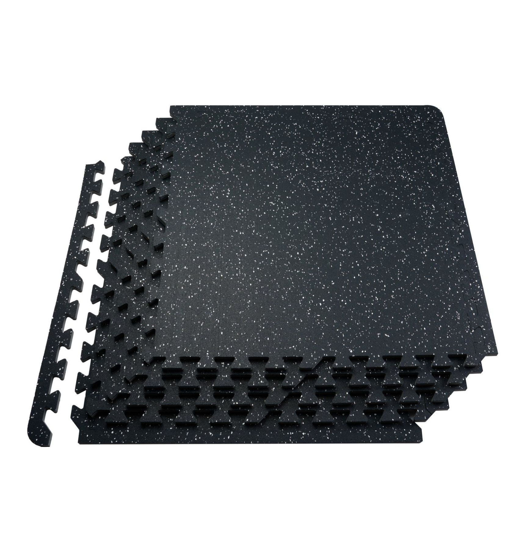 0.56" Thick Gym Floor Mats, 25 Tiles Rubber Top with EVA Foam