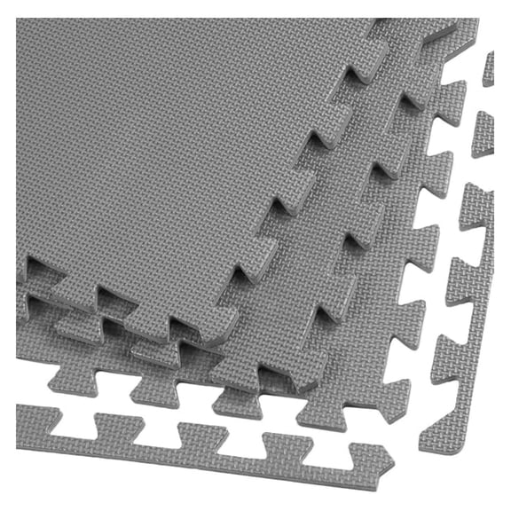 Gym Floor Mats 3/8 Inch Thick (100 sq ft) | Interlocking Foam Tiles 24x24, Charcoal Grey | Home Gym, Workout, Playroom, Garage Protection