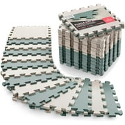 Gym Flooring Set - Interlocking EVA Soft Foam Floor Mat, 18 Pieces Puzzle Rubber Tiles Protective Ground Surface Protection, Play Workout Exercise Mats Underlay Matting Sports Pool Home Fitness Garage