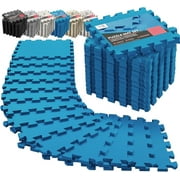 Gym Flooring Set - Interlocking EVA Soft Foam Floor Mat, 18 Pieces Puzzle Rubber Tiles Protective Ground Surface Protection, Play Workout Exercise Mats Underlay Matting Sports Pool Home