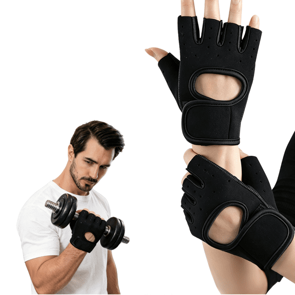 Gym Gloves Half Finger Sports Gloves Weight Lifting Fitness Gloves Outdoor Sports Cycling Breathable Shock Absorption Workout Gym Gloves For Weightlifting, Fitness, Exercise, Training,Black