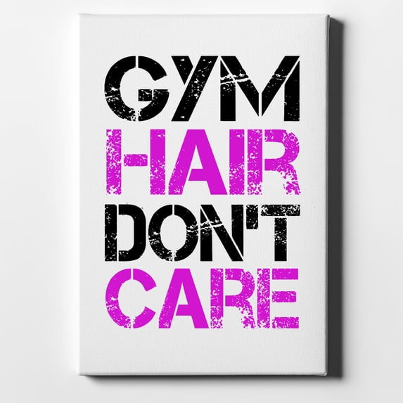 Gym Hair Don't Care - 11" x 14" - Decorative Canvas Wall Art - White Edge - 5/8" Gallery Wrapped