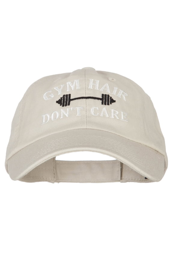 Gym Hair Don't Care Embroidered Low Profile Cotton Cap - Putty OSFM