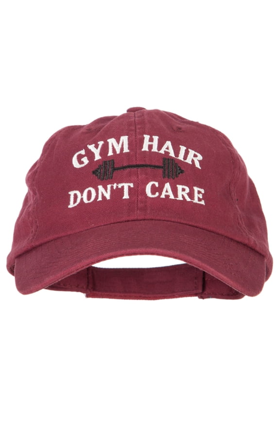 Gym Hair Don't Care Embroidered Low Profile Cotton Cap - Wine OSFM