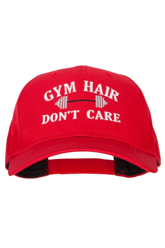 Gym Hair Don't Care Embroidered Solid Cotton Pro Cap - Red OSFM