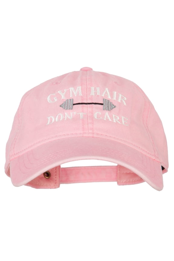 Gym Hair Don't Care Embroidered Washed Cotton Twill Cap - Pink OSFM