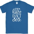 thumbnail image 1 of Gym Hair Don't Care T-Shirt Funny Fitness Workout Lifting Running Tee - Royal Blue, M, 1 of 1