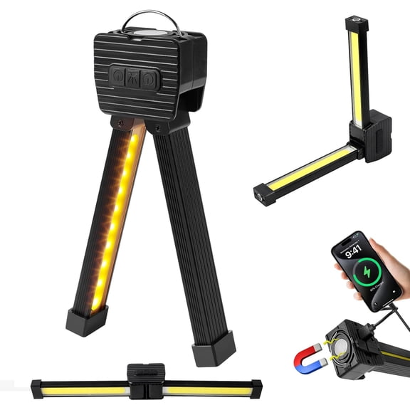 Gym Lamp,Magnetic Gym Lamp for Posing, Portable Magnet LED Flashlight with Hanging Hook, 7th Gear Dimming & 180 Degree Folding, Handheld USB Rechargeable Power Bank Camping Light (1 PCS)