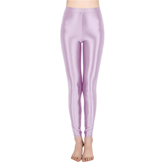 Gym Leggings for Women Tummy Control High Waist Lifting Workout Shiny Tights Women's Yoga Pants,Purple,L