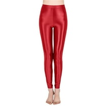 Gym Leggings for Women Tummy Control High Waist Lifting Workout Shiny Tights Women's Yoga Pants,Red,L