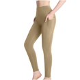 thumbnail image 1 of Gym Leggings with Pockets for Women Stretch Active Yoga Pants Compression Tummy Control Leggings Buttery Soft Tights Khaki S, 1 of 5