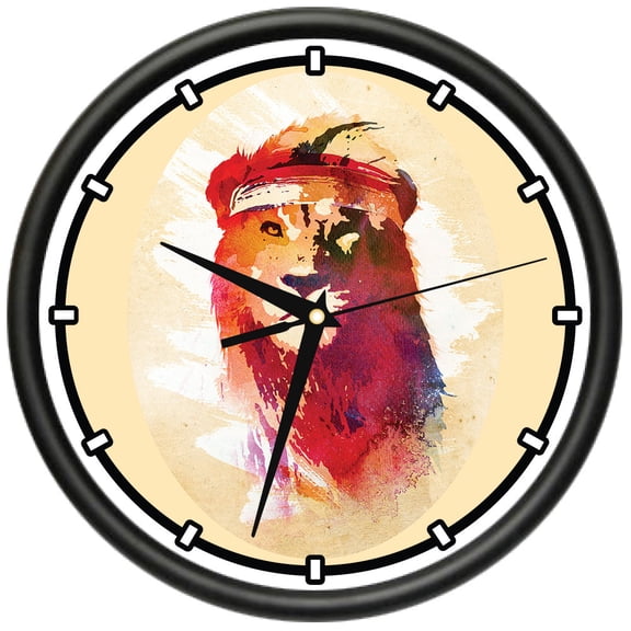 Gym Lion Design Wall Clock | Precision Quartz Movement | Décor For School Class Office Bedroom Decoration