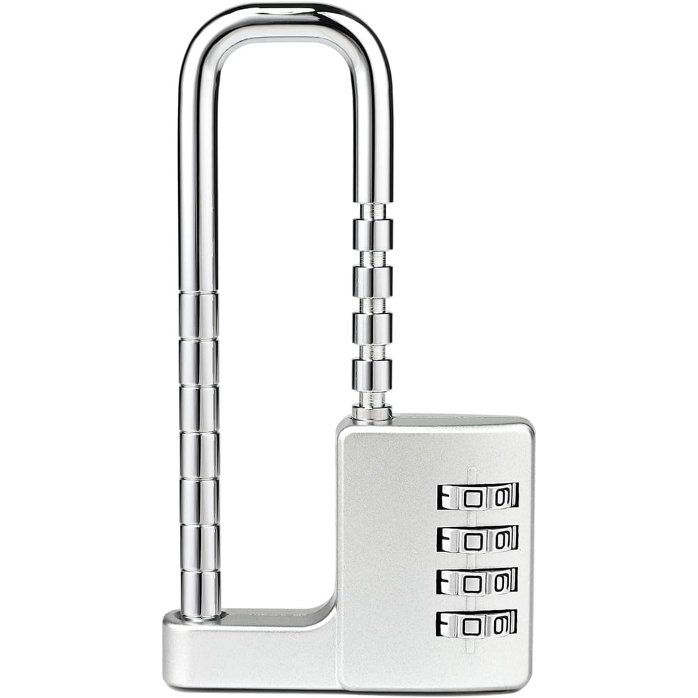 Gym Locker Lock Code Long Adjustable Shackle Lock for, School, Gym, Fences,Child Proof Sliding Code Locks Baby Safety U Shaped for Knob Handle Drawers Closet (Silver)