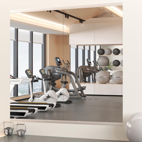 Gym Mirror, 48''x30'' 2PCS Mirrors for Home Gym Wall Large, Full Body Mirror for Yoga, Garage, Dance Studio, Anti-Rust, Tempered Glass,Frameless Rectangle Wall-Mounted Workout Mirrors