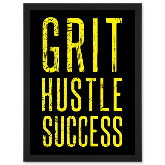 Gym Motivation Grit Hustle Respect Exercise Workout Decor Artwork Framed Wall Art Print A4
