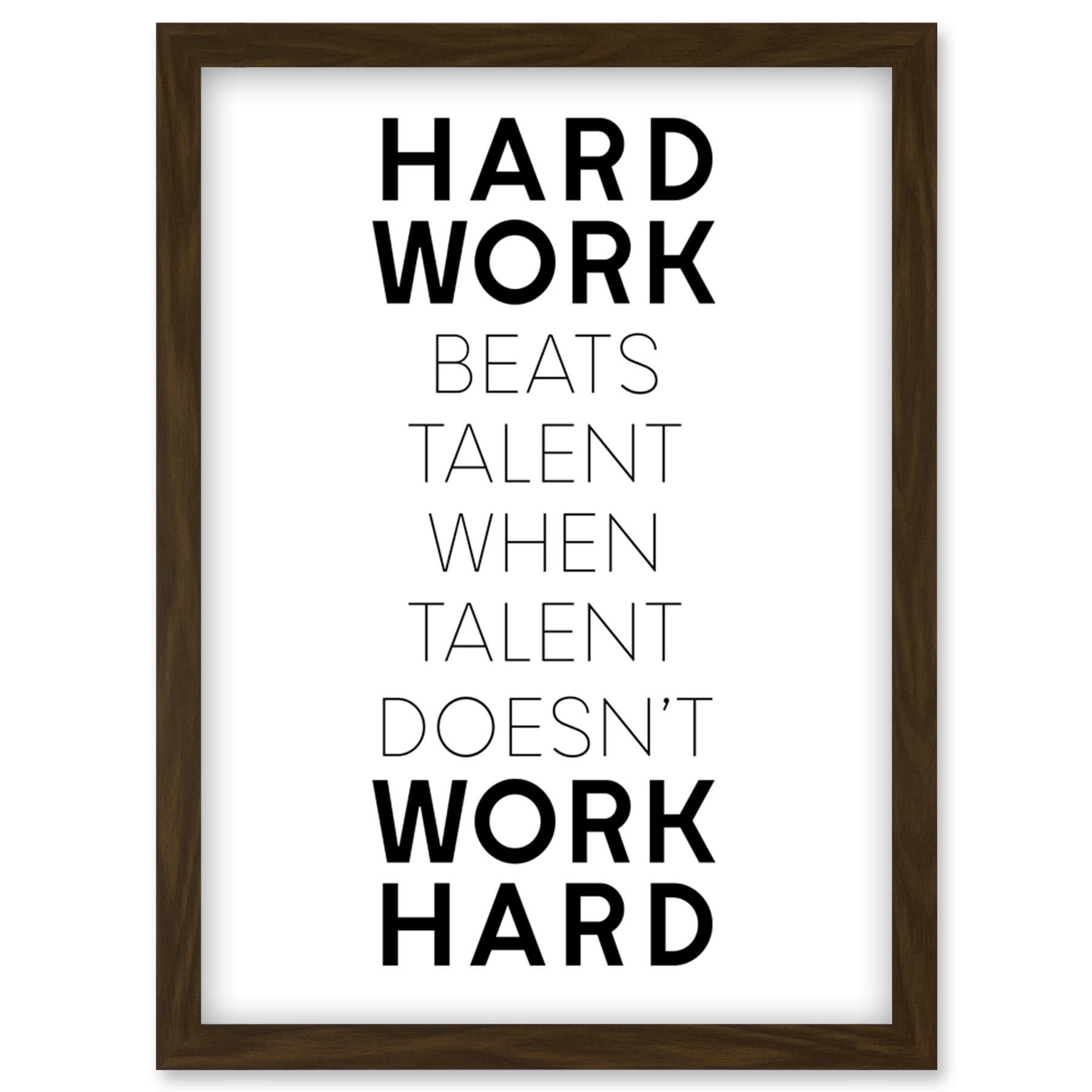 Gym Motivation Hard Work Beats Talent Inspirational Exercise Wall Art Artwork Framed Wall Art