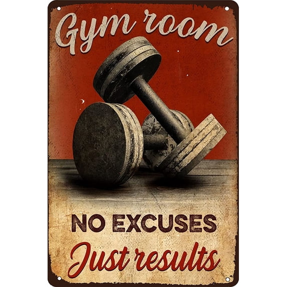 Gym Motivation Metal Tin Sign Gym Room Weightlifting Dumbbell Fitness ...