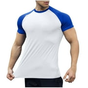 Gym Muscle Cut Raglan Shirts for Men Short Sleeve Sweat Workout T-Shirts Quick Dry Stretchy Fitness Athletic T-Shirts