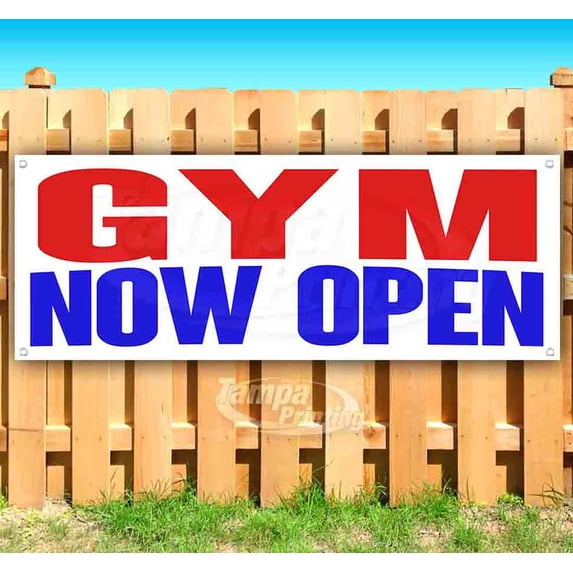 Gym Now Open 13 oz Vinyl Banner With Metal Grommets