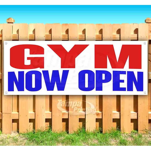 Gym Now Open 13 oz Vinyl Banner With Metal Grommets