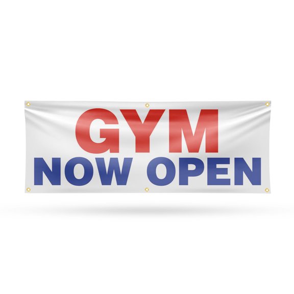 Gym Now Open Banner Sign 24 Inch x 72 Inch | 13 oz Vinyl with Metal Grommets | Heavy-Duty Single-Sided Outdoor Durable Printed High-Quality Weatherproof | Made in the USA