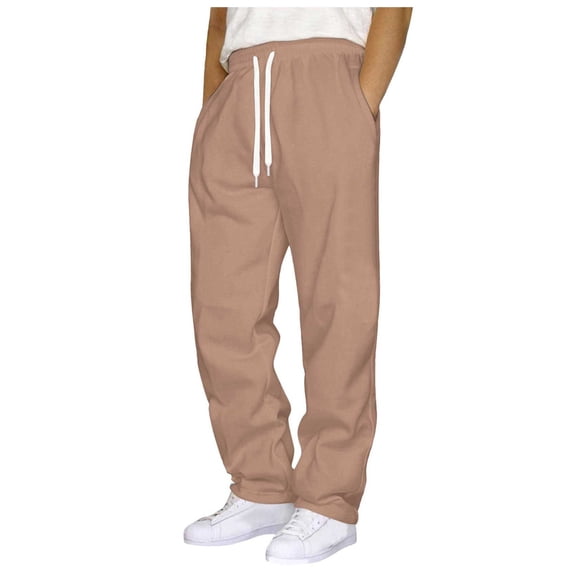 Gym Pants Men Sweat Pants For Mens Fleece Wide Leg Sweatpants with Pockets, Open Bottom