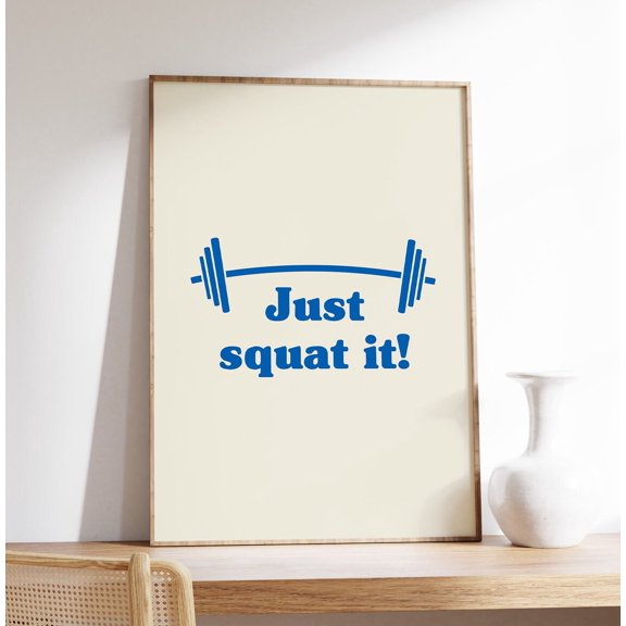 Gym Poster Just Squat It Retro Fitness Wall Art, Unframed Canvas 8x10in