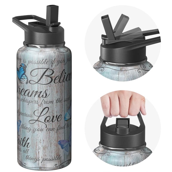 Gym Pro 32oz Triple Walled Holiday gifts Themed Water Bottle Stainless Steel With Straw Leak Proof Insulated