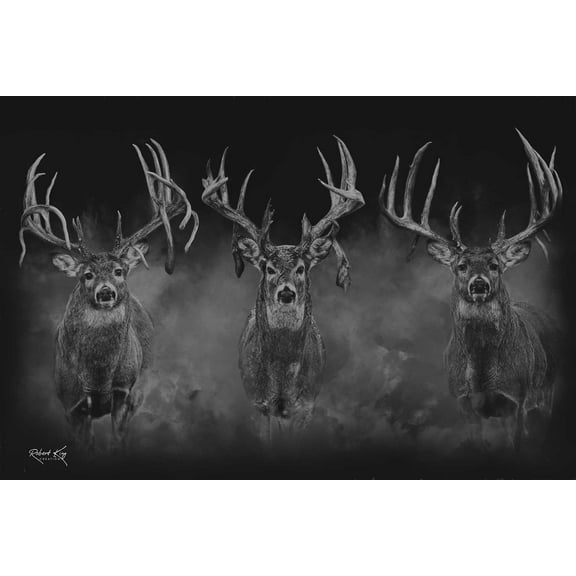 Gym Rats Dark Whitetail Print by Robert King, Whitetail Deer Trophy Bucks, Giant Bucks, Buck Print, Deer Poster, Racks, Cabin Woodland