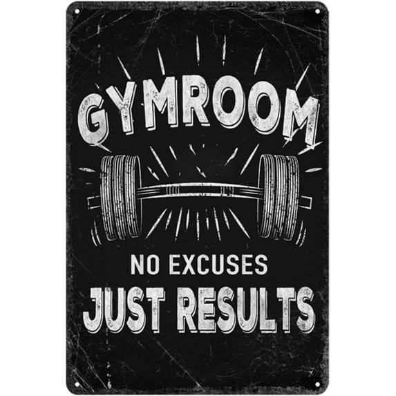 Gym Room Metal Tin Sign Motivational Gym Posters Gym Room No Excuses Just Results Signs Gym Posters For Home Gym Funny Vintage Tin Sign For Gym Garage Inspirational Quotes Wall Art Decoration