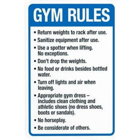 Gym Rules Return Weights To Rack After Use Sanitize Equipment After Use Warning Sign, Room Metal Signs for Business Home Street Wall Caution Custom Decor 8 x 12 Inch