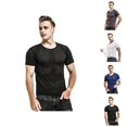 thumbnail image 1 of Gym Shirts Men Summer Solid Cool Ice Silk Crew Neck Short Sleeve Mens T-Shirts Sports Top, 1 of 5