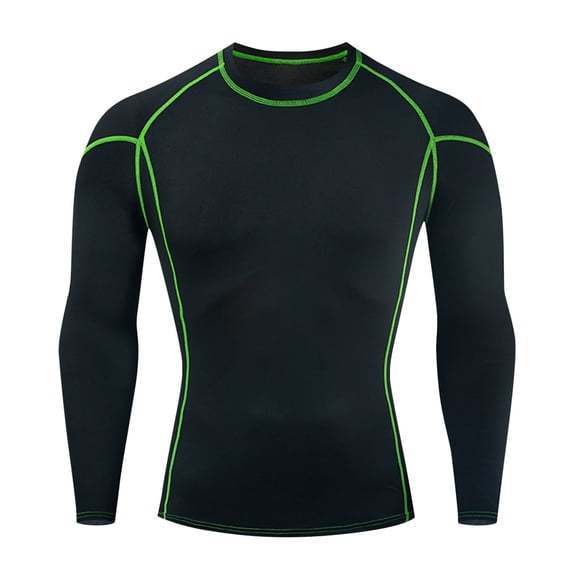 Gym Shirts for Men Long Sleeve Quick-Drying Crewneck Tshirts Shirt Mens Casual Color Block Stretchy Pullover Slim Athletic Workout Running Tops