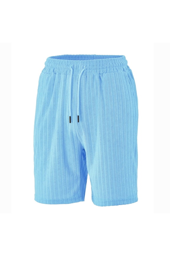 Men's Clothing Dgankt Men's Solid Color Micro Stretch Towel Jacquard Fabric Casual Fashion Tie Waist Pocket Composite Shorts Beach Shorts