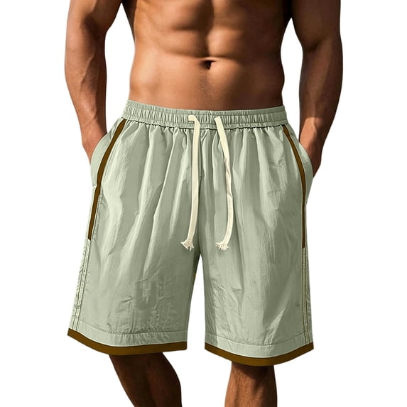 Gym Shorts Men Color Block Drawstring Casual Straight Leg Workout Shorts Men With Pockets