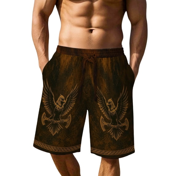 Gym Shorts Men Graphic Print Drawstring Casual Knit Summer Workout Shorts Men With Pockets