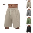 thumbnail image 1 of Gym Shorts Men Knee Length Elastic Waist Lightweight Relaxed Fit Straight Leg Athletic Workout Shorts with Pockets, 1 of 8